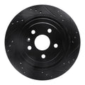 R1 08-14 Cadillac CTS Rear Right Drilled & Slotted Black Brake Rotor