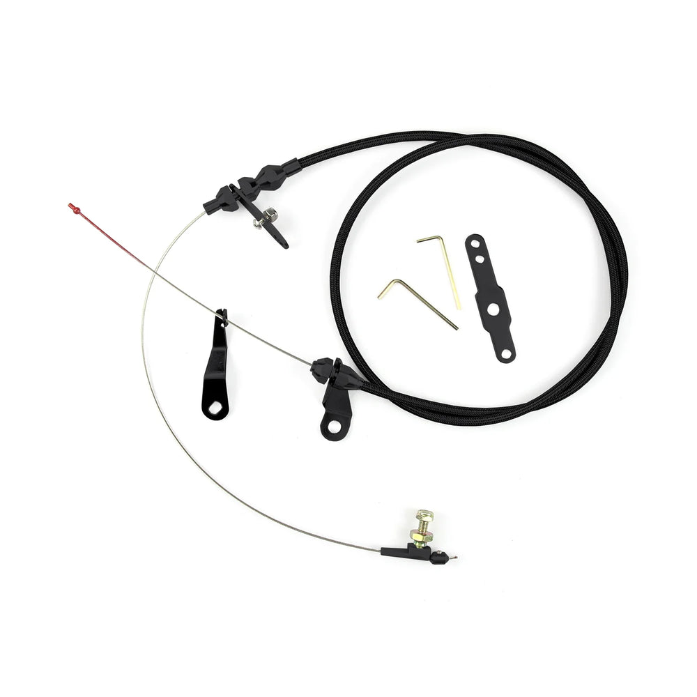 48IN HITECH BLACK STAINLESS HOUSING C4 BLOWER DRIVE KICKDOWN CABLE W/ BLACK FI
