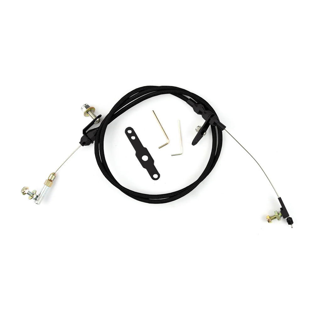 48IN HITECH BLK STAINLESS HOUSING POWERGLIDE BLOWER DRIVE KICKDOWN CABLE W/ BLK