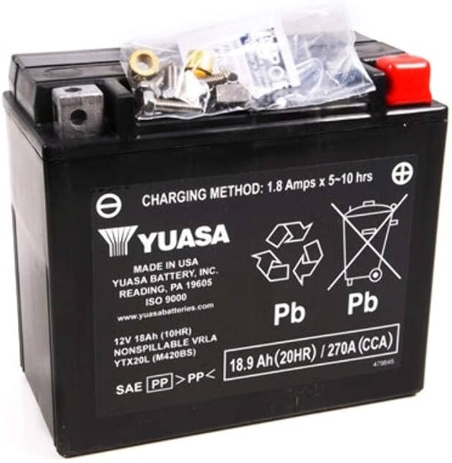 Yuasa YTX20L Maintenance Free AGM 12-Volt Battery