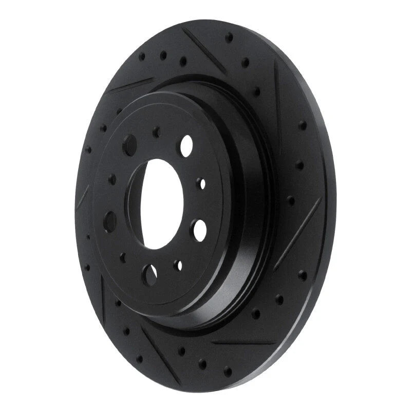 R1 99-00 Volvo V70 Rear Right Drilled & Slotted Black Brake Rotor