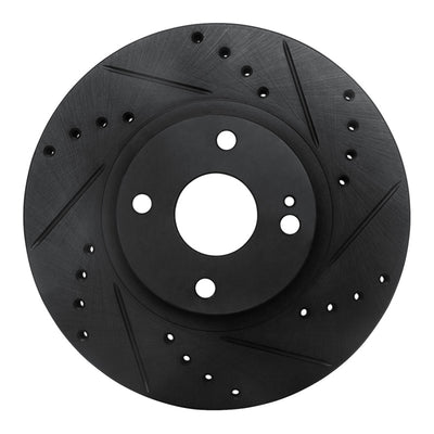 R1 01-05 Mazda Miata Front Right Drilled & Slotted Black Brake Rotor