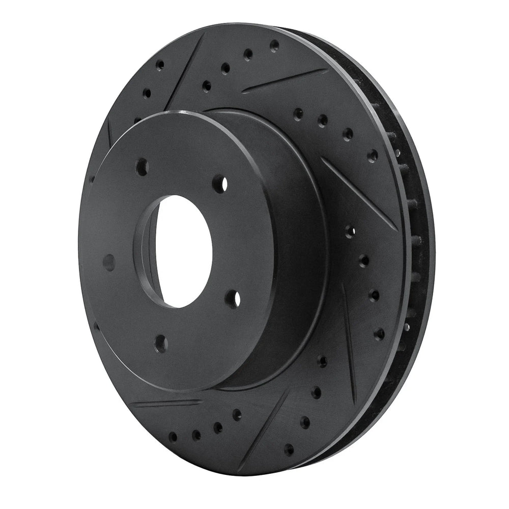 R1 63-82 Chevrolet Corvette Front Left Drilled & Slotted Black Brake Rotor