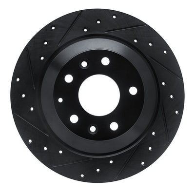 R1 13-25 Mazda CX-5 Rear Left Drilled & Slotted Black Brake Rotor