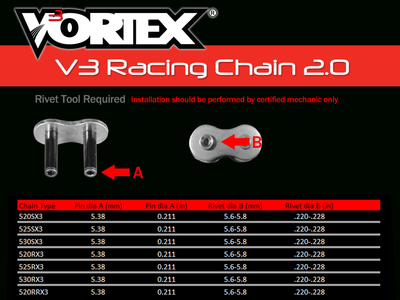 Vortex Racing V3 2.0 Chain and Sprocket Kit 3567-16,435CK-45,G525SX3-110- Gold