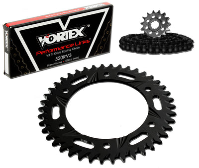 Vortex Racing V3 2.0 Chain and Sprocket Kit 3270-15,526AK-43,520RX3-114- Black