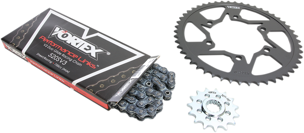 Vortex Racing V3 2.0 Chain and Sprocket Kit 3273-15,251AS-44,520RX3-116- Black
