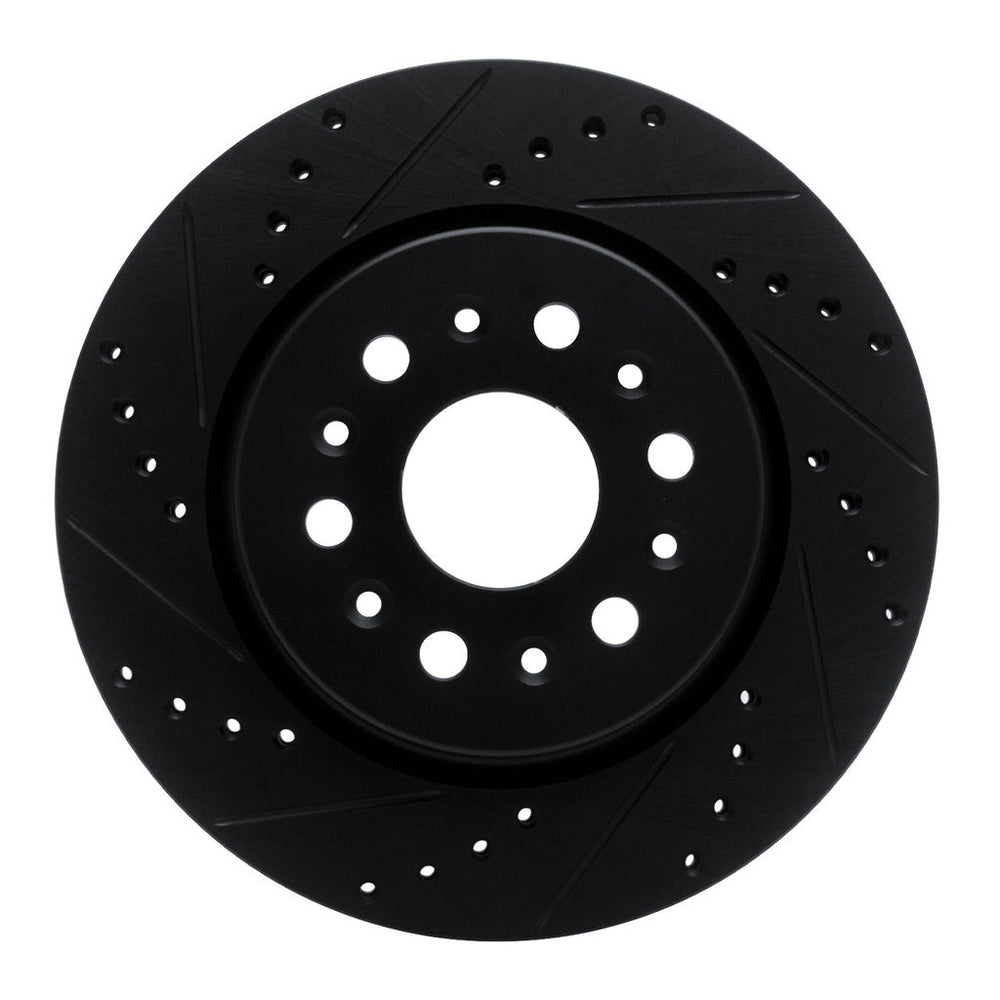 R1 17-25 Buick Enclave Rear Left Drilled & Slotted Black Brake Rotor