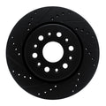 R1 17-25 Buick Enclave Rear Left Drilled & Slotted Black Brake Rotor