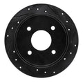 R1 90-92 Infiniti M30 Rear Right Drilled & Slotted Black Brake Rotor
