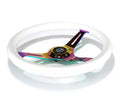 NRG Classic Wood Grain Steering Wheel (350mm) White Paint Grip w/Neochrome 3-Spoke Center