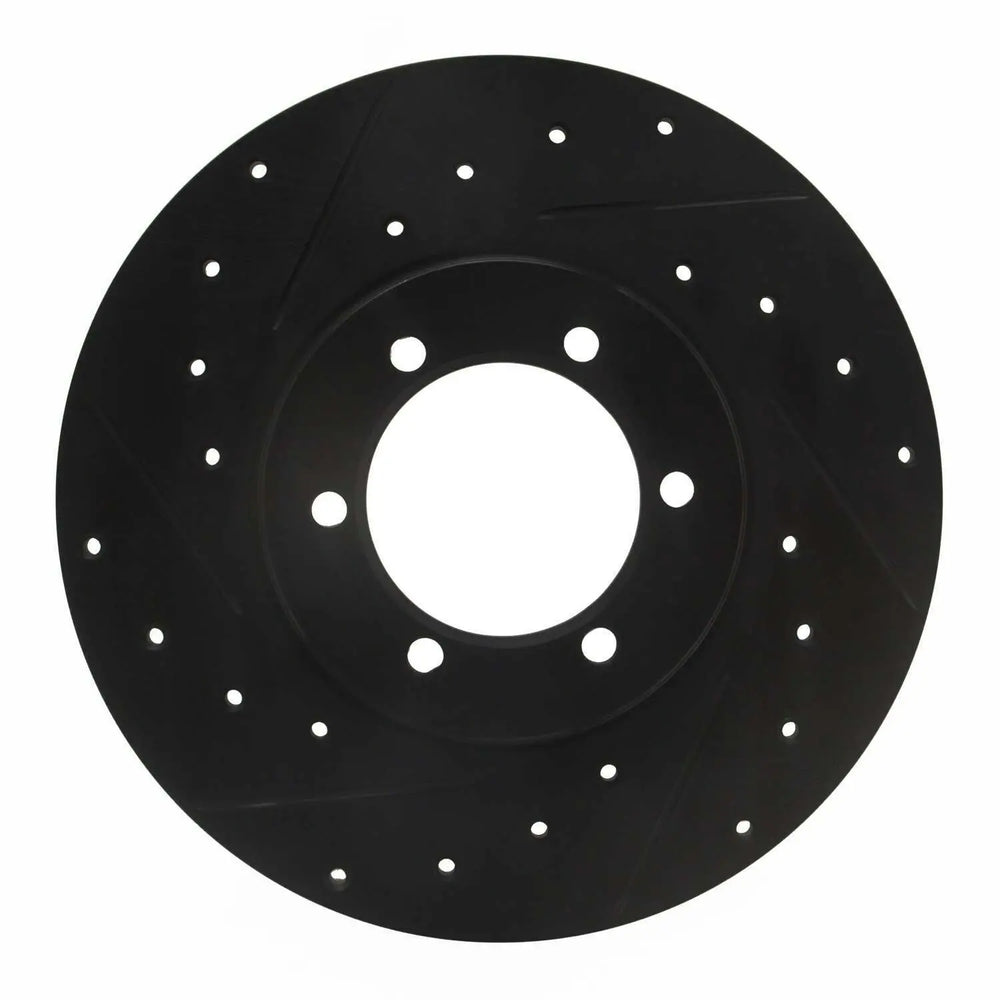 R1 78-82 Nissan 720 DATSUN Front Left Drilled & Slotted Black Brake Rotor