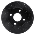 R1 1995-2004 Ford CONTOUR Front Right Drilled & Slotted Black Brake Rotor