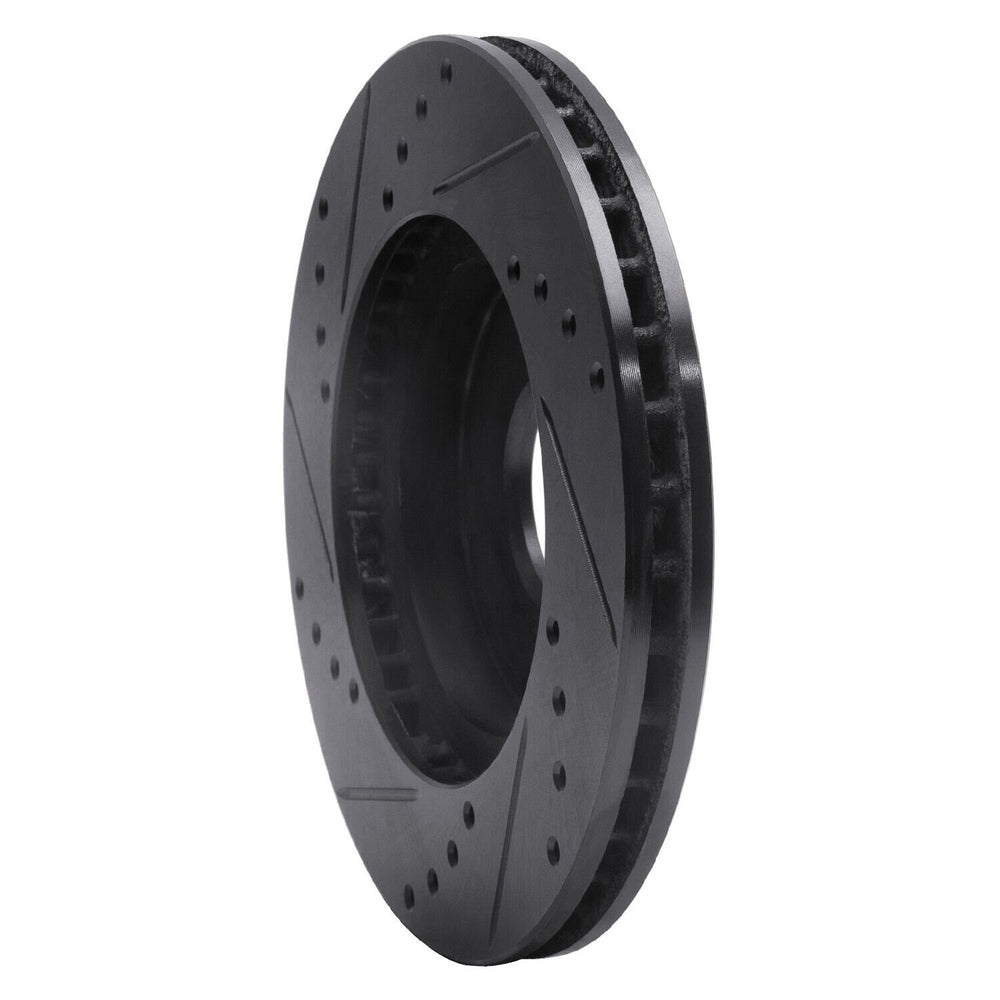 R1 1995-2004 Ford CONTOUR Front Right Drilled & Slotted Black Brake Rotor