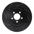 R1 05-23 Chrysler 300 Rear Right Drilled & Slotted Black Brake Rotor