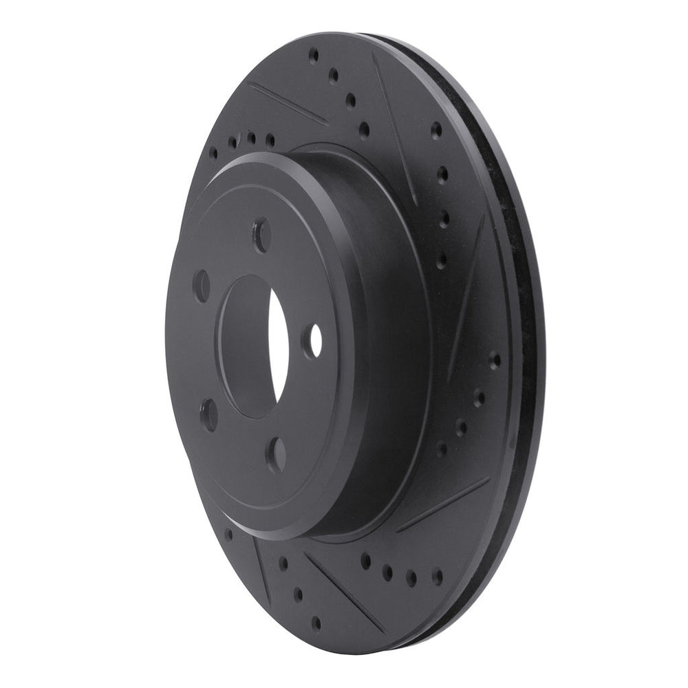 R1 05-23 Chrysler 300 Rear Right Drilled & Slotted Black Brake Rotor