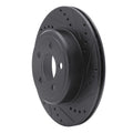 R1 05-23 Chrysler 300 Rear Right Drilled & Slotted Black Brake Rotor