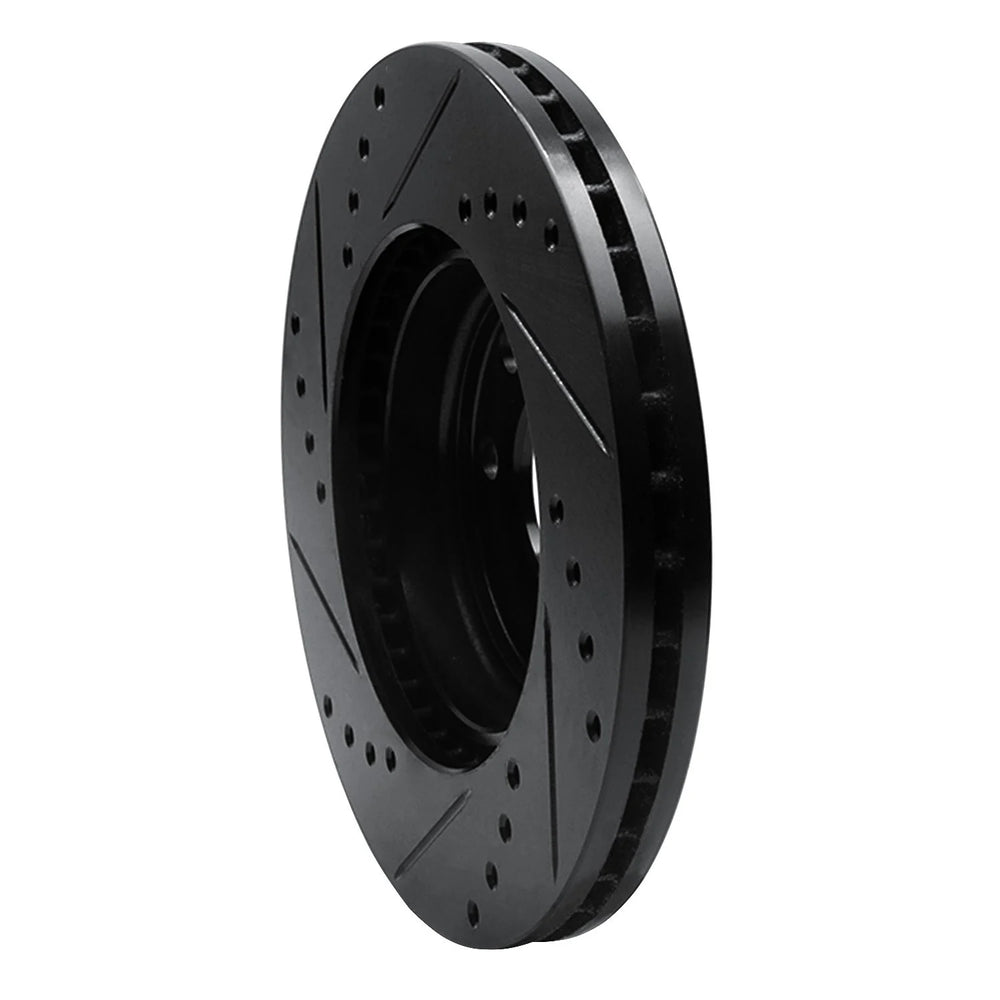 R1 00-02 Daewoo Nubira Front Left Drilled & Slotted Black Brake Rotor