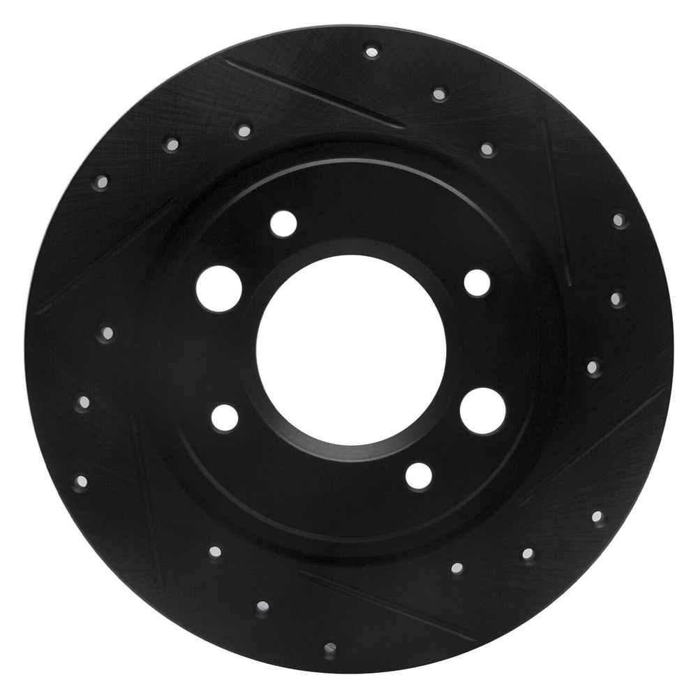R1 69-89 Peugeot 504 Front Right Drilled & Slotted Black Brake Rotor