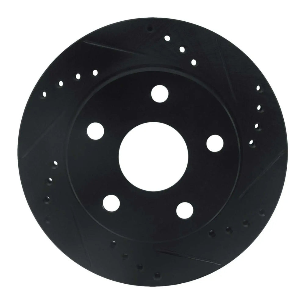 R1 91-94 Toyota Previa Front Right Drilled & Slotted Black Brake Rotor