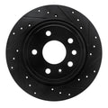 R1 99-10 Saab 9-5 Rear Right Drilled & Slotted Black Brake Rotor