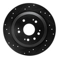 R1 10-15 Honda Crosstour Rear Left Drilled & Slotted Black Brake Rotor