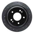 R1 18-25 Hyundai Kona Rear Right Drilled & Slotted Black Brake Rotor