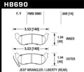 Hawk 03-07 Jeep Liberty (KJ) / 03-06 Jeep Wrangler (w/ Rear Disc Brakes) LTS Street Rear Brake Pads