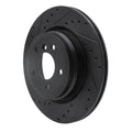 R1 06-15 BMW 335XI Rear Left Drilled & Slotted Black Brake Rotor