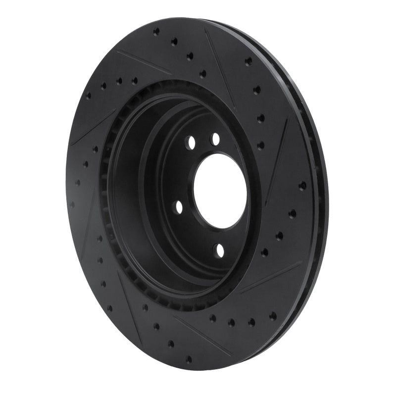 R1 06-15 BMW 335XI Rear Left Drilled & Slotted Black Brake Rotor