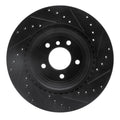 R1 06-15 BMW 335XI Rear Left Drilled & Slotted Black Brake Rotor