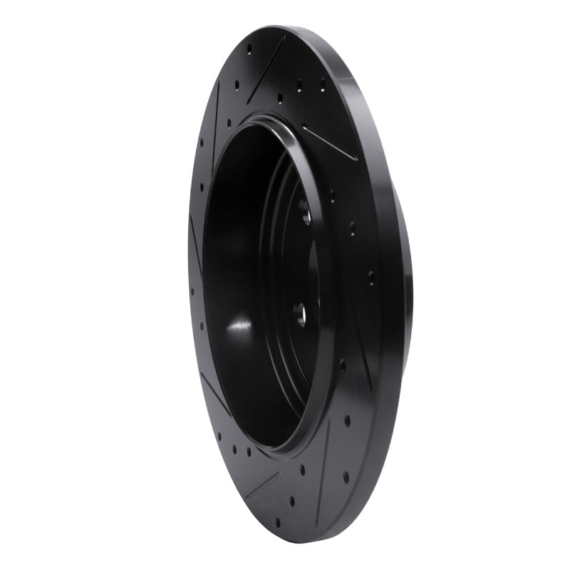 R1 11-22 Dodge Durango Rear Right Drilled & Slotted Black Brake Rotor