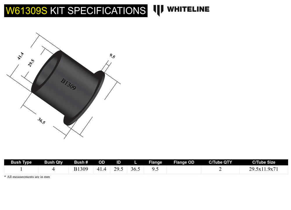 CONTROL ARM INNER BUSHING SINGLE BOLT DESIGN INCL REMOVAL TOOL STANDARD HEIGHT V