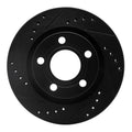 R1 99-05 Audi A6 Quattro Rear Left Drilled & Slotted Black Brake Rotor