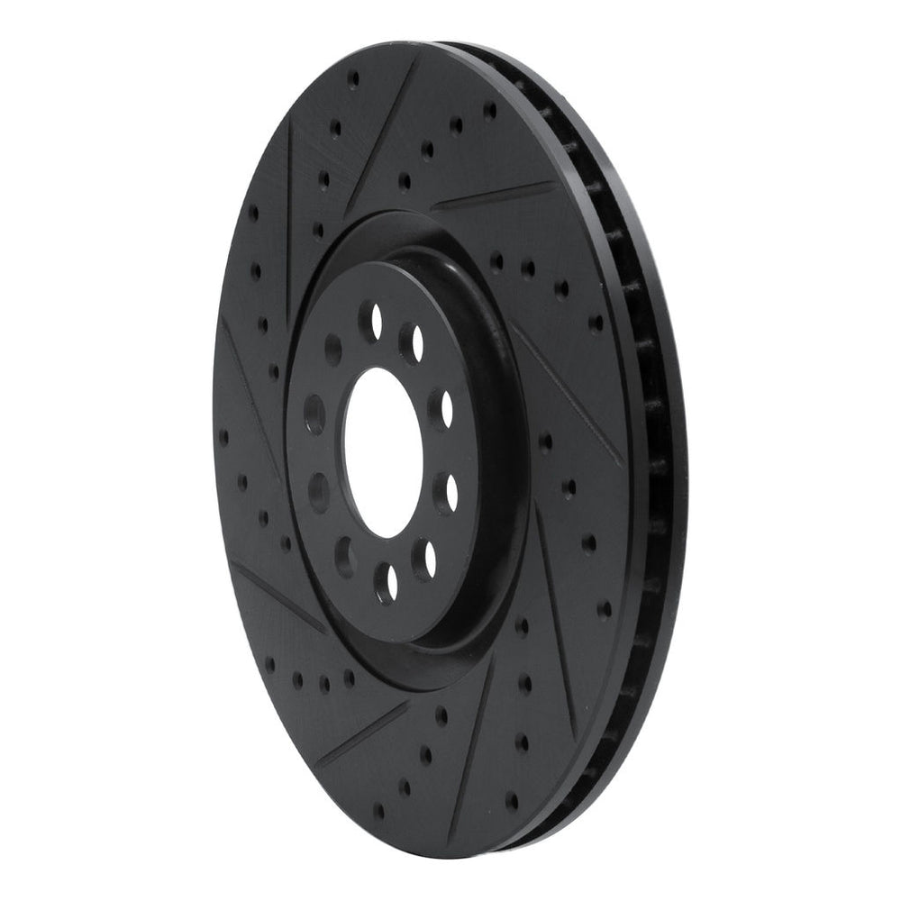 R1 00-06 Audi TT Quattro Front Left Drilled & Slotted Black Brake Rotor