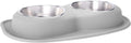 WeatherTech Pet Feeding System Double Low 96oz 3in. Stainless Bowl - Light Grey
