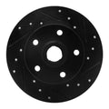 R1 92-98 Volkswagen Golf Rear Right Drilled & Slotted Black Brake Rotor