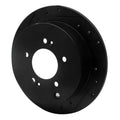 R1 01-16 Hyundai Santa Fe Rear Left Drilled & Slotted Black Brake Rotor
