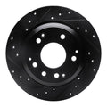 R1 99-01 Acura RL Rear Left Drilled & Slotted Black Brake Rotor