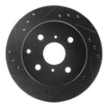 R1 84-88 Toyota Cressida Rear Left Drilled & Slotted Black Brake Rotor
