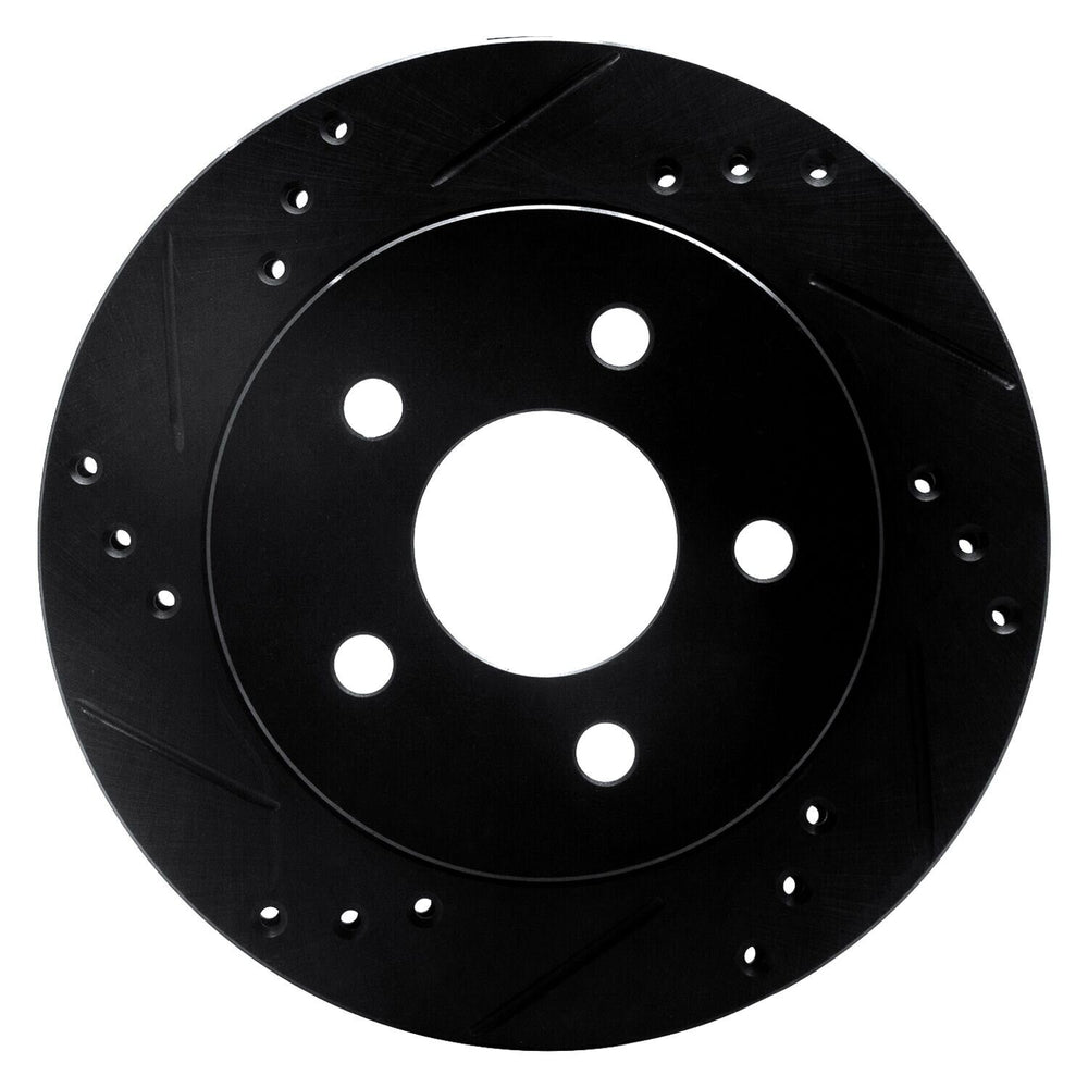 R1 90-92 Ford Taurus SHO Rear Left Drilled & Slotted Black Brake Rotor