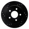 R1 90-92 Ford Taurus SHO Rear Left Drilled & Slotted Black Brake Rotor