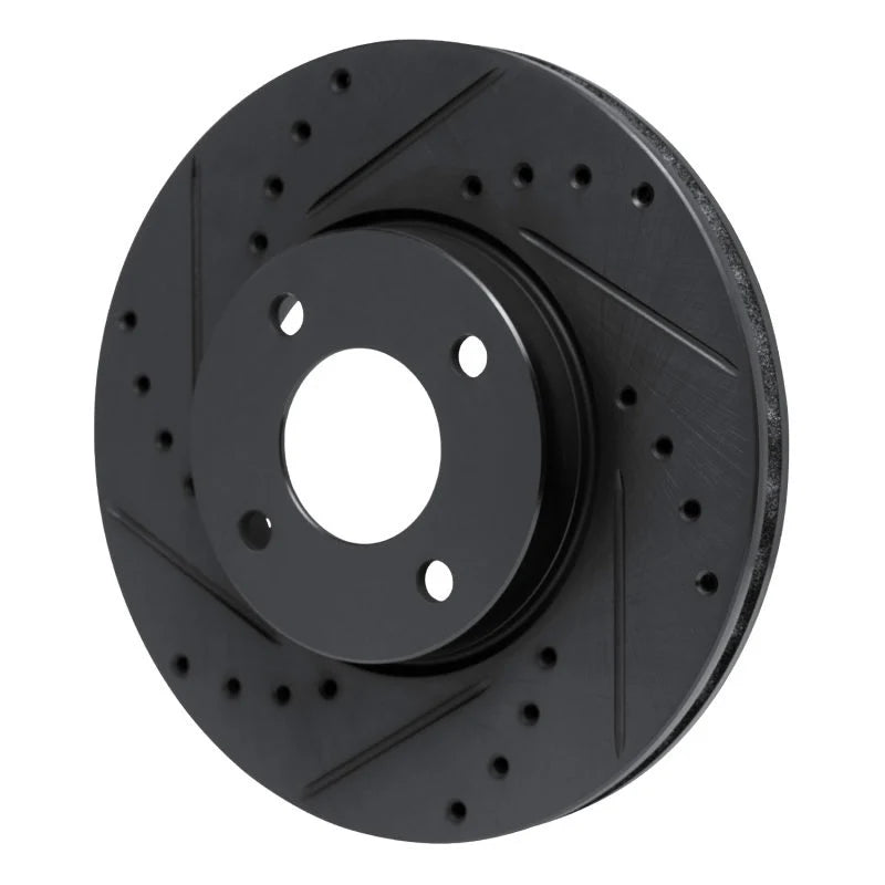 R1 17-25 Nissan Kicks Front Left Drilled & Slotted Black Brake Rotor