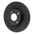 R1 17-25 Nissan Kicks Front Left Drilled & Slotted Black Brake Rotor