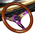 NRG Classic Wood Grain Steering Wheel (310mm) Dark Wood & Black Line Inlay w/Neochrome 3-Spoke Ctr.