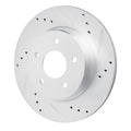 R1 17-25 Nissan Qashqai (Canada) Rear Right Drilled & Slotted Silver Brake Rotor