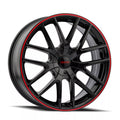 Touren 3260 TR60 16x7 / 5x110/115 BP / 42mm Offset / 72.62mm Hub Gloss Black w/ Red Ring Wheel