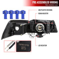 OE HEADLIGHTS WITH LED BAR MATTE BLACK HOUSING AND CLEAR LENS