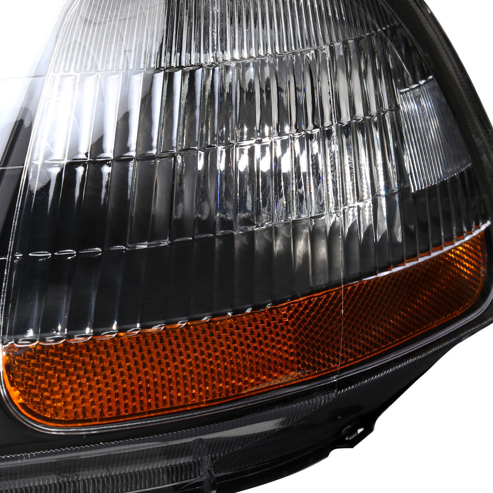 OE HEADLIGHT WITH LED BAR BLACK HOUSING CLEAR LENS - USES STOCK BULBS