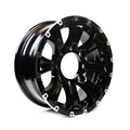 ALUMINUM VIKING 16X6 8X6.5 BLACK MACHINE LIP W/ BLACK CENTER CAP TRAILER WHEEL 4